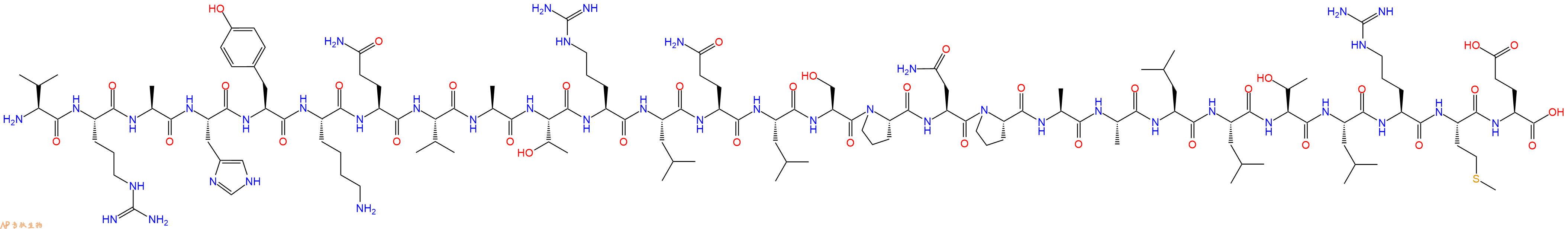 专肽生物产品H2N-Val-Arg-Ala-His-Tyr-Lys-Gln-Val-Ala-Thr-Arg-Leu-Gln-Leu-Ser-Pro-Asn-Pro-Ala-Ala-Leu-Leu-Thr-Leu-Arg-Met-Glu-OH