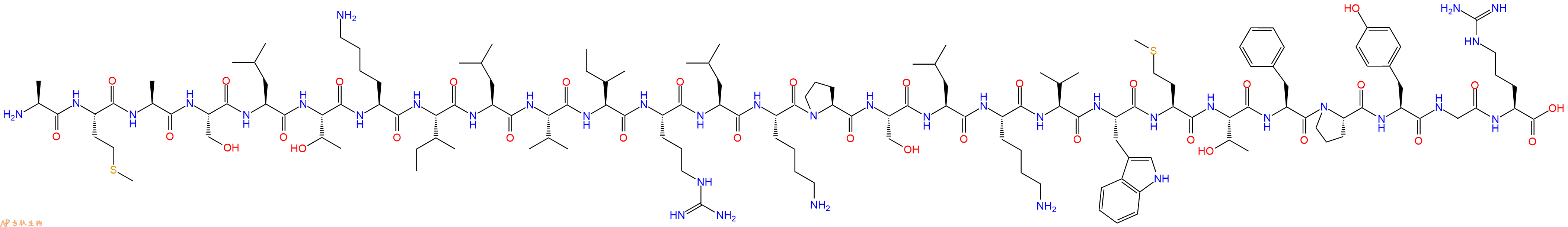 专肽生物产品H2N-Ala-Met-Ala-Ser-Leu-Thr-Lys-Ile-Leu-Val-Ile-Arg-Leu-Lys-Pro-Ser-Leu-Lys-Val-Trp-Met-Thr-Phe-Pro-Tyr-Gly-Arg-OH