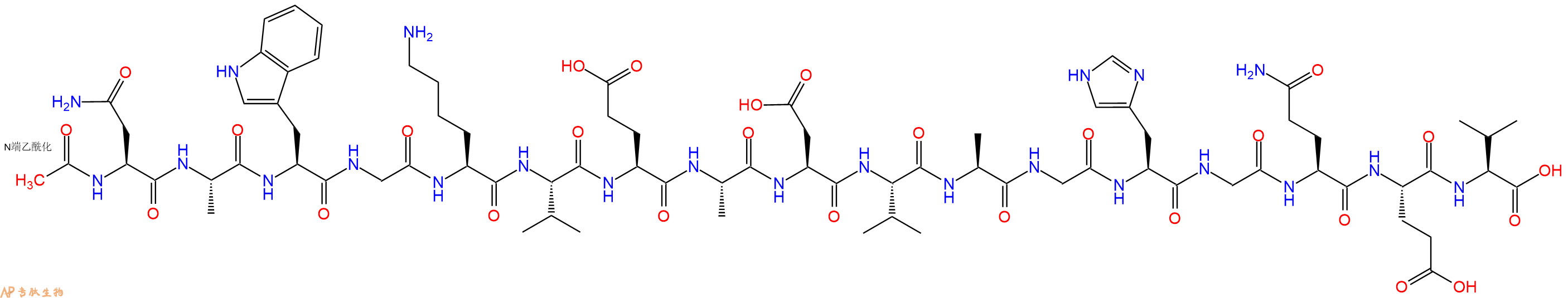 专肽生物产品Ac-Asn-Ala-Trp-Gly-Lys-Val-Glu-Ala-Asp-Val-Ala-Gly-His-Gly-Gln-Glu-Val-OH