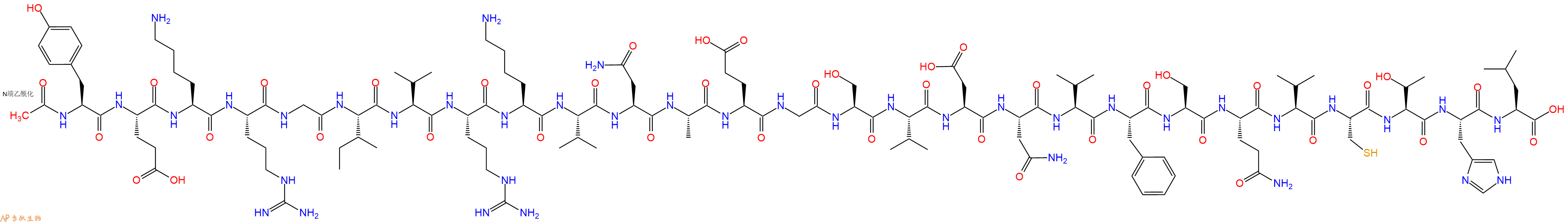 专肽生物产品Ac-Tyr-Glu-Lys-Arg-Gly-Ile-Val-Arg-Lys-Val-Asn-Ala-Glu-Gly-Ser-Val-Asp-Asn-Val-Phe-Ser-Gln-Val-Cys-Thr-His-Leu-OH