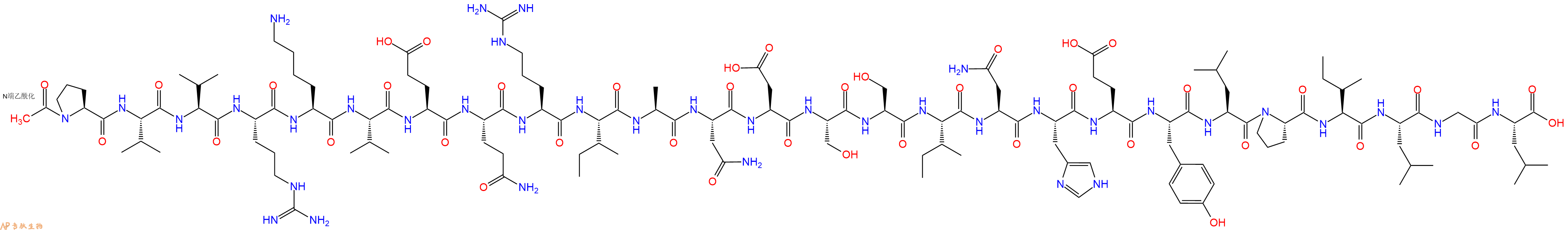 专肽生物产品Ac-Pro-Val-Val-Arg-Lys-Val-Glu-Gln-Arg-Ile-Ala-Asn-Asp-Ser-Ser-Ile-Asn-His-Glu-Tyr-Leu-Pro-Ile-Leu-Gly-Leu-OH