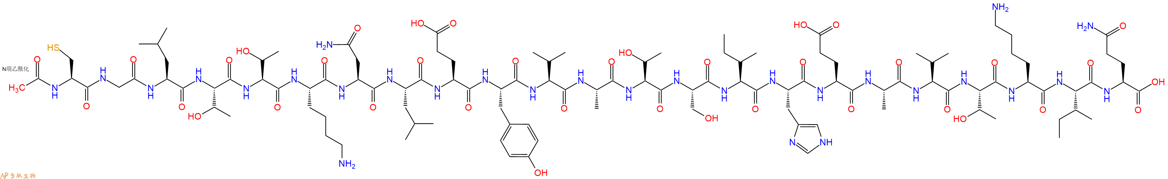 专肽生物产品Ac-Cys-Gly-Leu-Thr-Thr-Lys-Asn-Leu-Glu-Tyr-Val-Ala-Thr-Ser-Ile-His-Glu-Ala-Val-Thr-Lys-Ile-Gln-OH