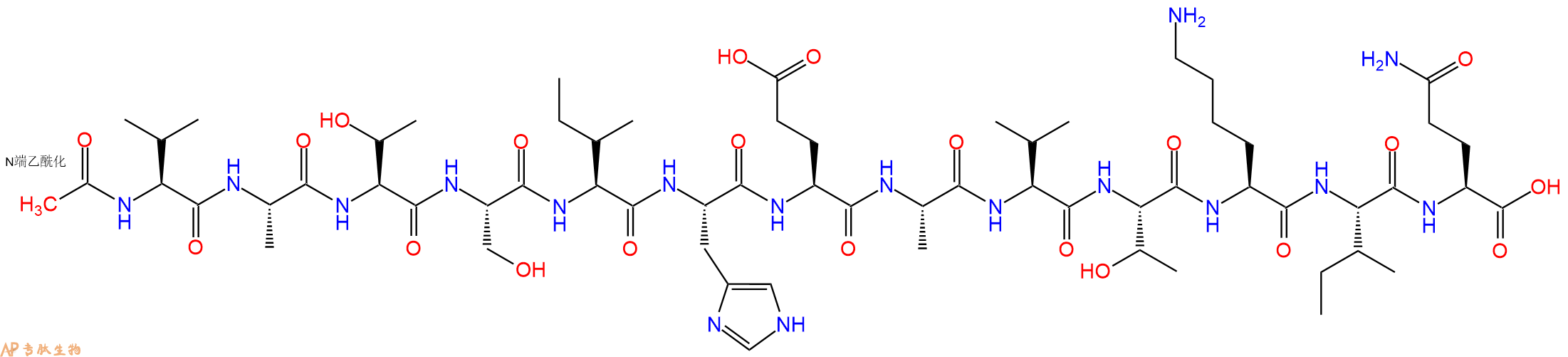 专肽生物产品Ac-Val-Ala-Thr-Ser-Ile-His-Glu-Ala-Val-Thr-Lys-Ile-Gln-OH