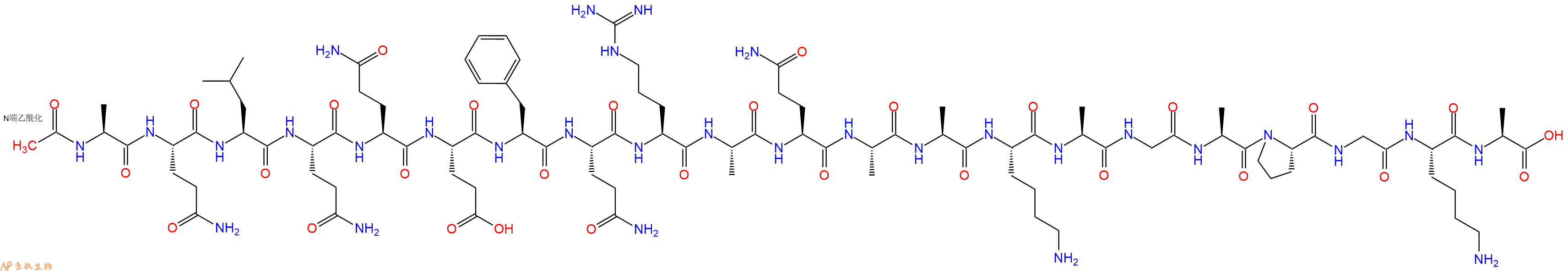 专肽生物产品Ac-Ala-Gln-Leu-Gln-Gln-Glu-Phe-Gln-Arg-Ala-Gln-Ala-Ala-Lys-Ala-Gly-Ala-Pro-Gly-Lys-Ala-OH