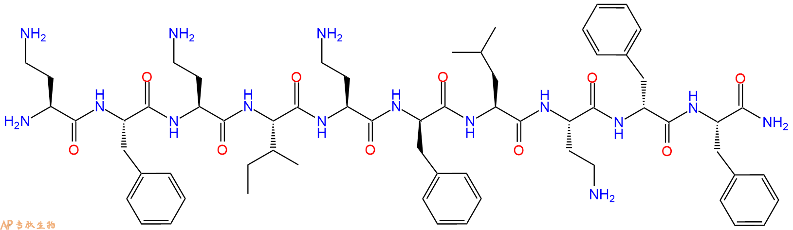 专肽生物产品H2N-Dab-Phe-Dab-Ile-Dab-DPhe-Leu-Dab-DPhe-Phe-CONH2