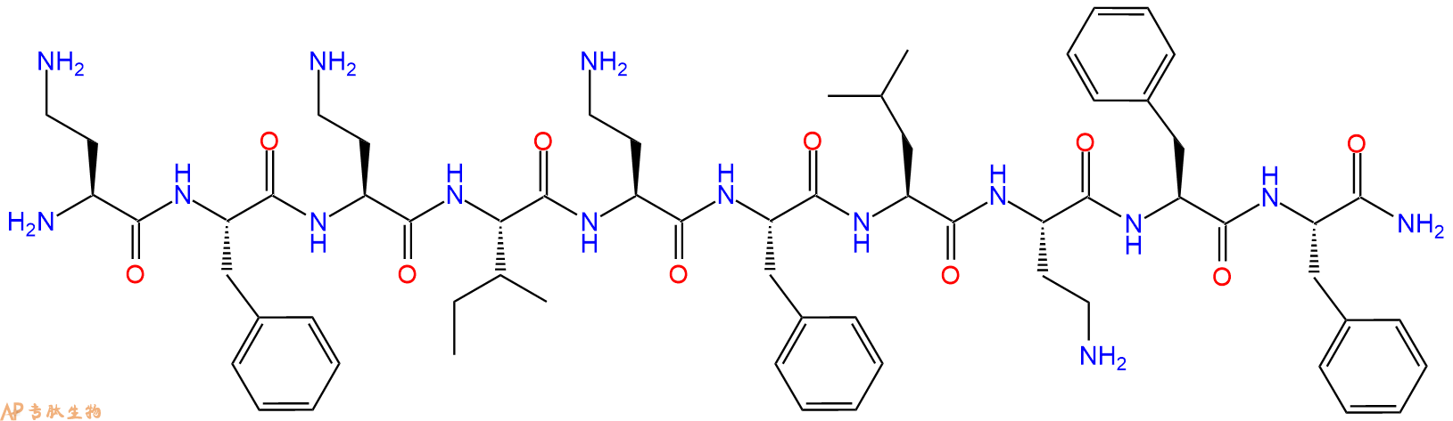 专肽生物产品H2N-Dab-Phe-Dab-Ile-Dab-Phe-Leu-Dab-Phe-Phe-CONH2