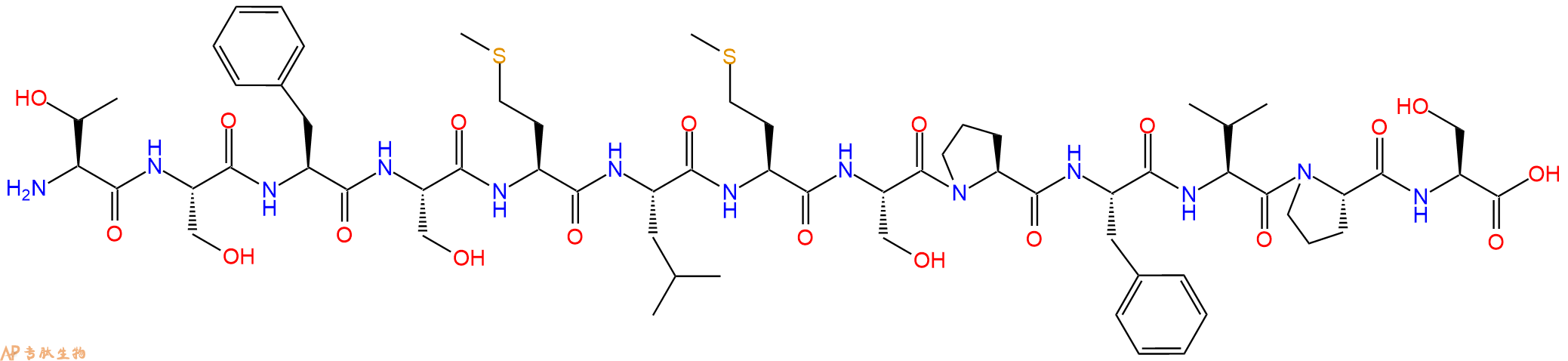 专肽生物产品H2N-Thr-Ser-Phe-Ser-Met-Leu-Met-Ser-Pro-Phe-Val-Pro-Ser-OH