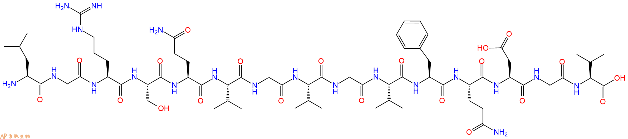 专肽生物产品H2N-Leu-Gly-Arg-Ser-Gln-Val-Gly-Val-Gly-Val-Phe-Gln-Asp-Gly-Val-OH