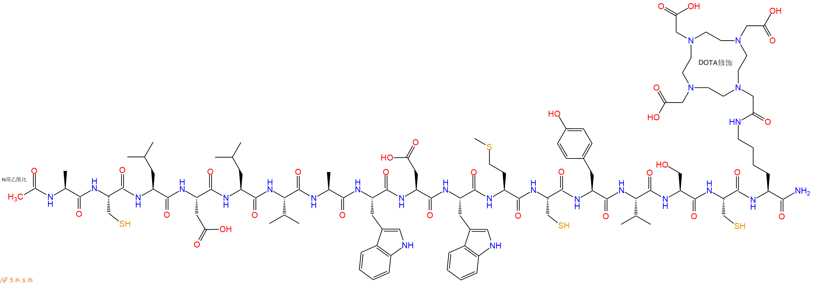专肽生物产品Ac-Ala-Cys-Leu-Asp-Leu-Val-Ala-Trp-Asp-Trp-Met-Cys-Tyr-Val-Ser-Cys-Lys(DOTA)-CONH2