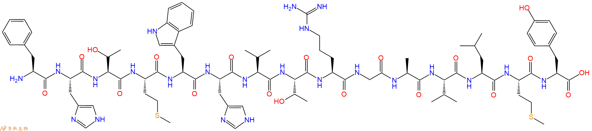 专肽生物产品H2N-Phe-His-Thr-Met-Trp-His-Val-Thr-Arg-Gly-Ala-Val-Leu-Met-Tyr-OH