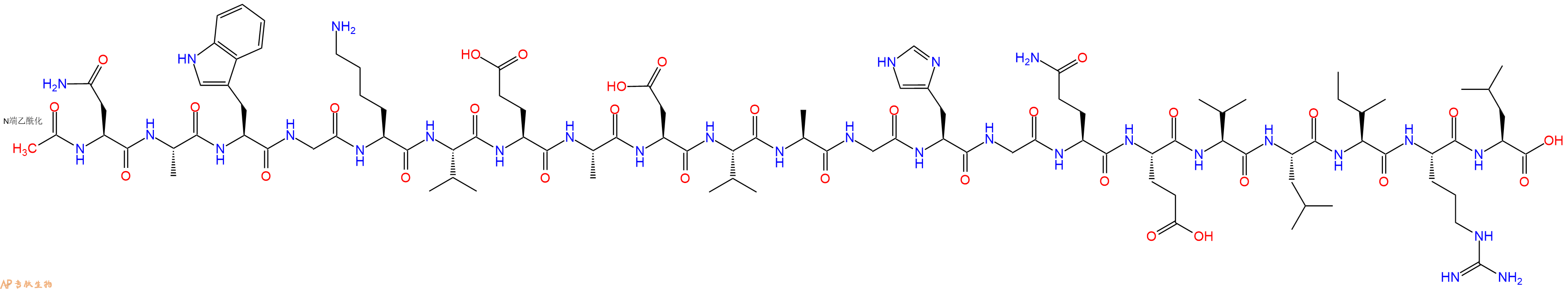 专肽生物产品Ac-Asn-Ala-Trp-Gly-Lys-Val-Glu-Ala-Asp-Val-Ala-Gly-His-Gly-Gln-Glu-Val-Leu-Ile-Arg-Leu-OH