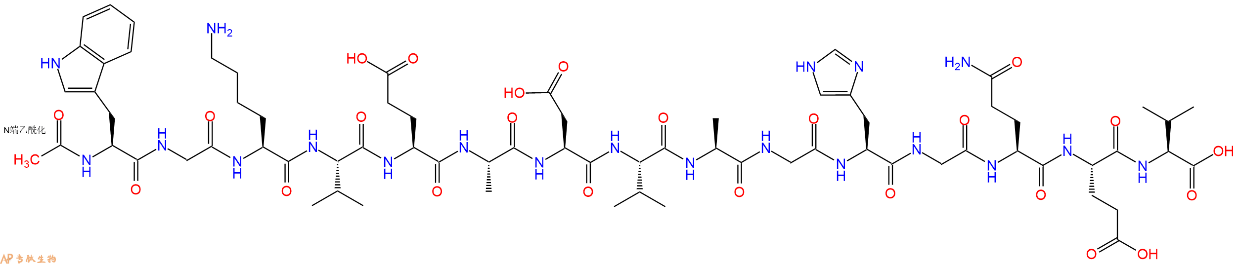 专肽生物产品Ac-Trp-Gly-Lys-Val-Glu-Ala-Asp-Val-Ala-Gly-His-Gly-Gln-Glu-Val-OH