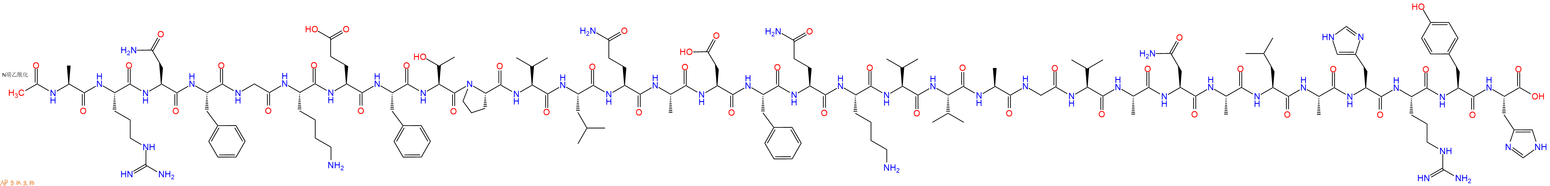 专肽生物产品Ac-Ala-Arg-Asn-Phe-Gly-Lys-Glu-Phe-Thr-Pro-Val-Leu-Gln-Ala-Asp-Phe-Gln-Lys-Val-Val-Ala-Gly-Val-Ala-Asn-Ala-Leu-Ala-His-Arg-Tyr-His-OH