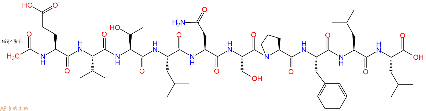 专肽生物产品Ac-Glu-Val-Thr-Leu-Asn-Ser-Pro-Phe-Leu-Leu-OH