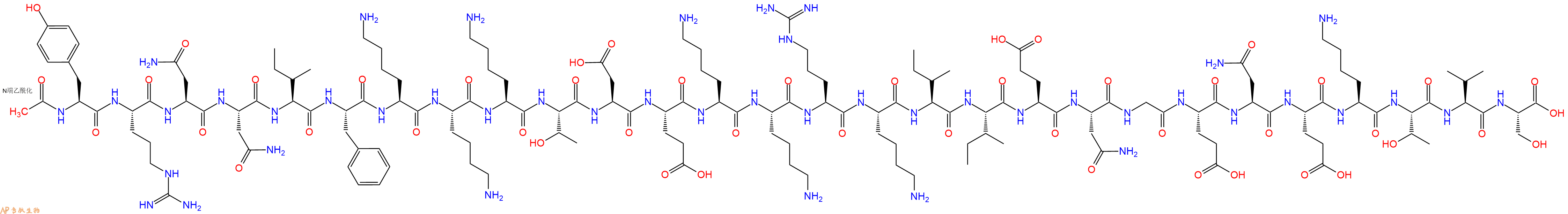 专肽生物产品Ac-Tyr-Arg-Asn-Asn-Ile-Phe-Lys-Lys-Lys-Thr-Asp-Glu-Lys-Lys-Arg-Lys-Ile-Ile-Glu-Asn-Gly-Glu-Asn-Glu-Lys-Thr-Val-Ser-OH