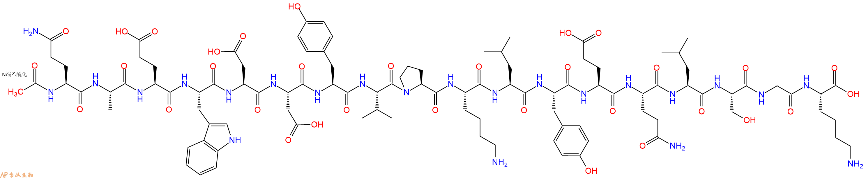 专肽生物产品Ac-Gln-Ala-Glu-Trp-Asp-Asp-Tyr-Val-Pro-Lys-Leu-Tyr-Glu-Gln-Leu-Ser-Gly-Lys-OH