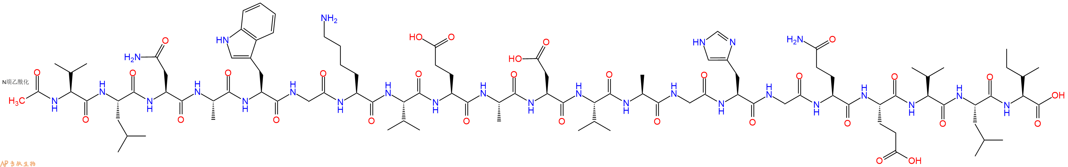 专肽生物产品Ac-Val-Leu-Asn-Ala-Trp-Gly-Lys-Val-Glu-Ala-Asp-Val-Ala-Gly-His-Gly-Gln-Glu-Val-Leu-Ile-OH