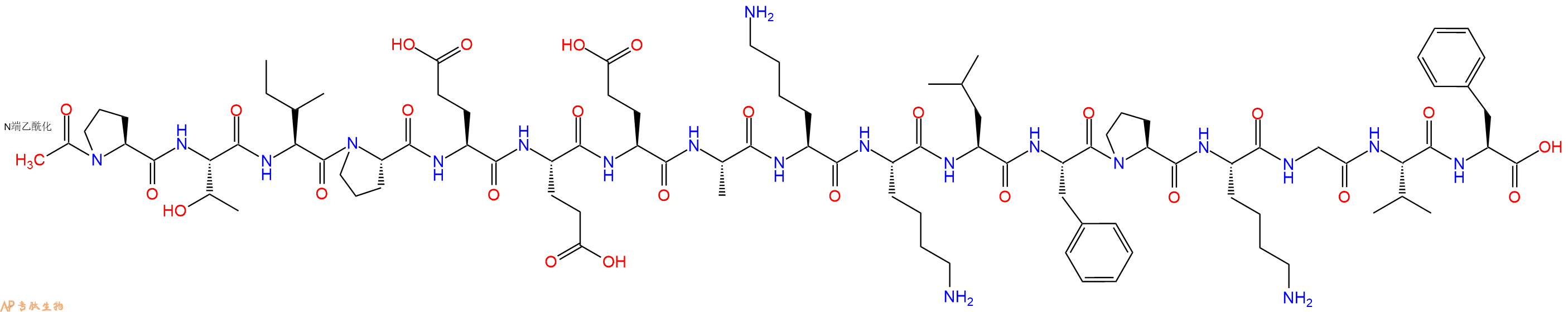 专肽生物产品Ac-Pro-Thr-Ile-Pro-Glu-Glu-Glu-Ala-Lys-Lys-Leu-Phe-Pro-Lys-Gly-Val-Phe-OH