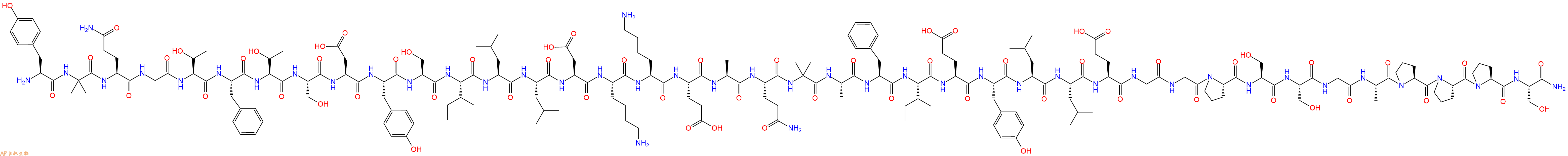 专肽生物产品H2N-Tyr-Aib-Gln-Gly-Thr-Phe-Thr-Ser-Asp-Tyr-Ser-Ile-Leu-Leu-Asp-Lys-Lys-Glu-Ala-Gln-Aib-Ala-Phe-Ile-Glu-Tyr-Leu-Leu-Glu-Gly-Gly-Pro-Ser-Ser-Gly-Ala-Pro-Pro-Pro-Ser-CONH2