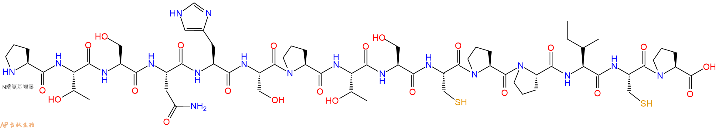 专肽生物产品H2N-Pro-Thr-Ser-Asn-His-Ser-Pro-Thr-Ser-Cys-Pro-Pro-Ile-Cys-Pro-OH