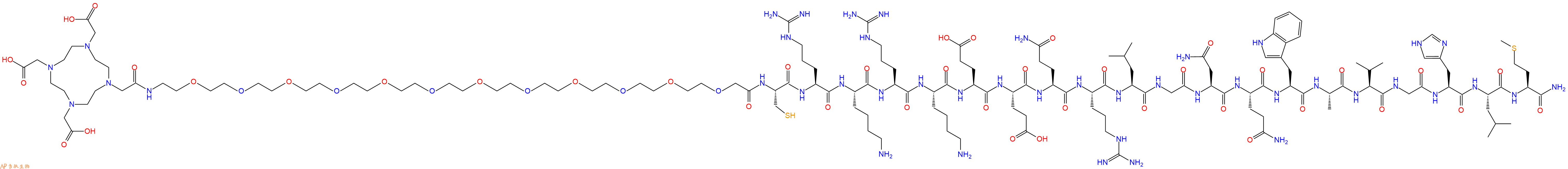 专肽生物产品DOTA-PEG12-Cys-Arg-Lys-Arg-Lys-Glu-Glu-Gln-Arg-Leu-Gly-Asn-Gln-Trp-Ala-Val-Gly-His-Leu-Met-CONH2