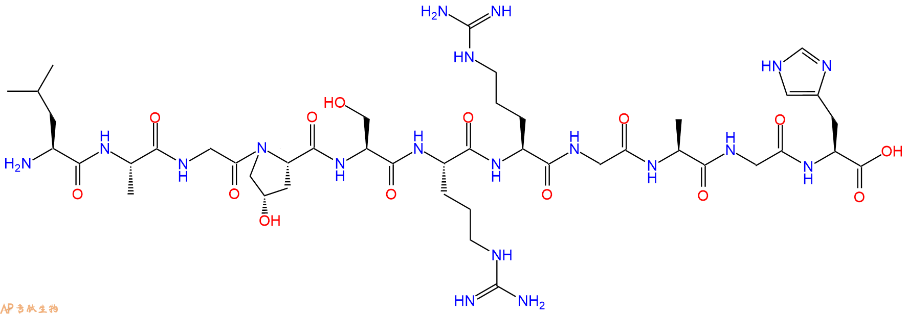 专肽生物产品H2N-Leu-Ala-Gly-Hyp-Ser-Arg-Arg-Gly-Ala-Gly-His-OH
