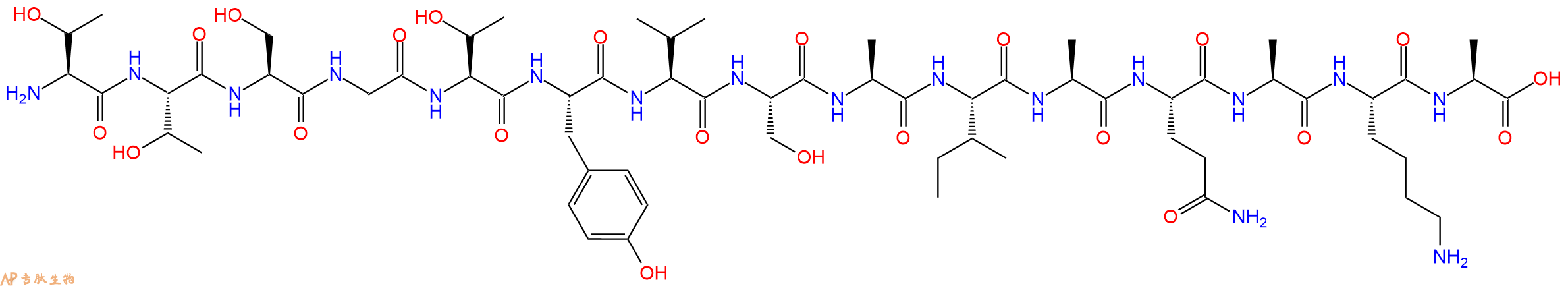 专肽生物产品H2N-Thr-Thr-Ser-Gly-Thr-Tyr-Val-Ser-Ala-Ile-Ala-Gln-Ala-Lys-Ala-OH
