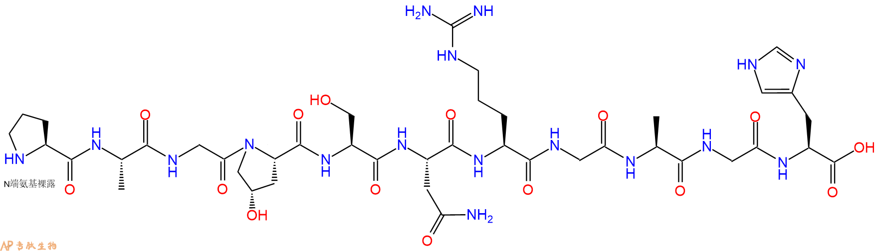 专肽生物产品H2N-Pro-Ala-Gly-Hyp-Ser-Asn-Arg-Gly-Ala-Gly-His-OH