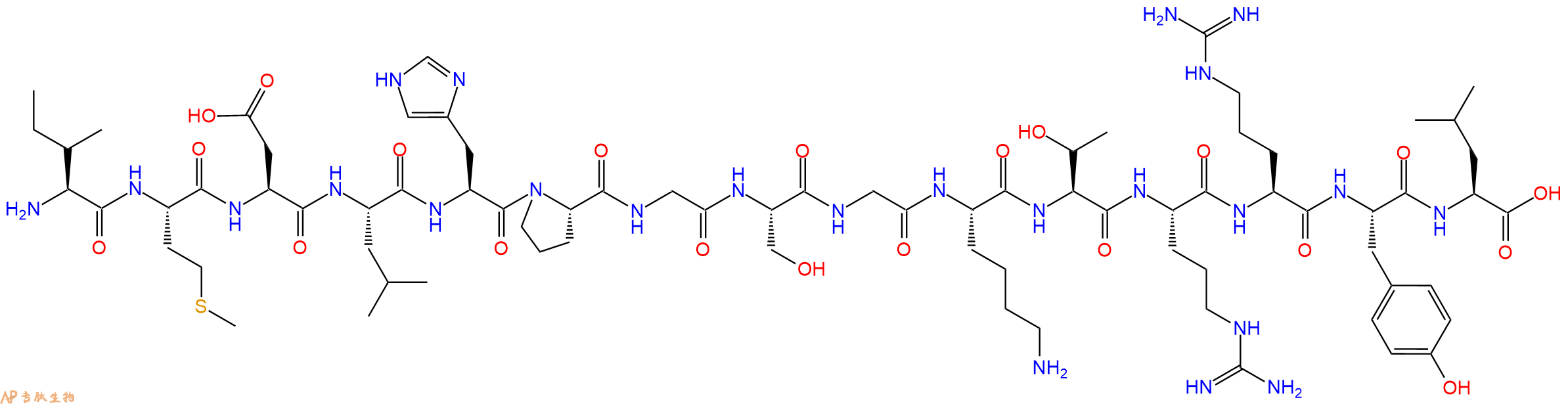 专肽生物产品H2N-Ile-Met-Asp-Leu-His-Pro-Gly-Ser-Gly-Lys-Thr-Arg-Arg-Tyr-Leu-OH