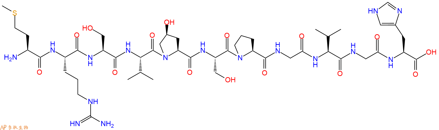 专肽生物产品H2N-Met-Arg-Ser-Val-Hyp-Ser-Pro-Gly-Val-Gly-His-OH
