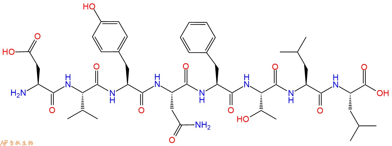 专肽生物产品H2N-Asp-Val-Tyr-Asn-Phe-Thr-Leu-Leu-OH