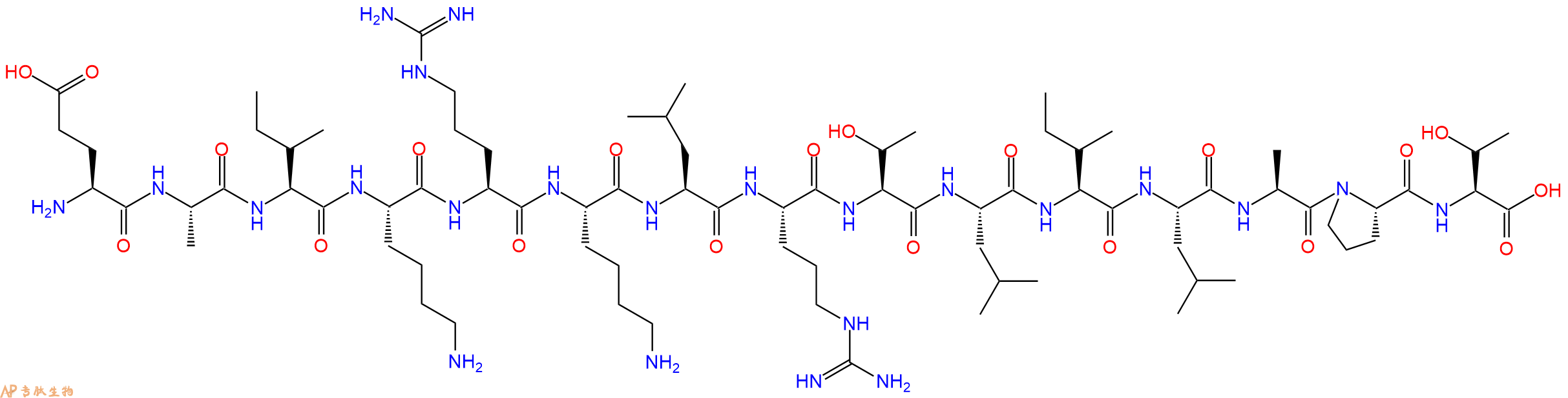 专肽生物产品H2N-Glu-Ala-Ile-Lys-Arg-Lys-Leu-Arg-Thr-Leu-Ile-Leu-Ala-Pro-Thr-OH