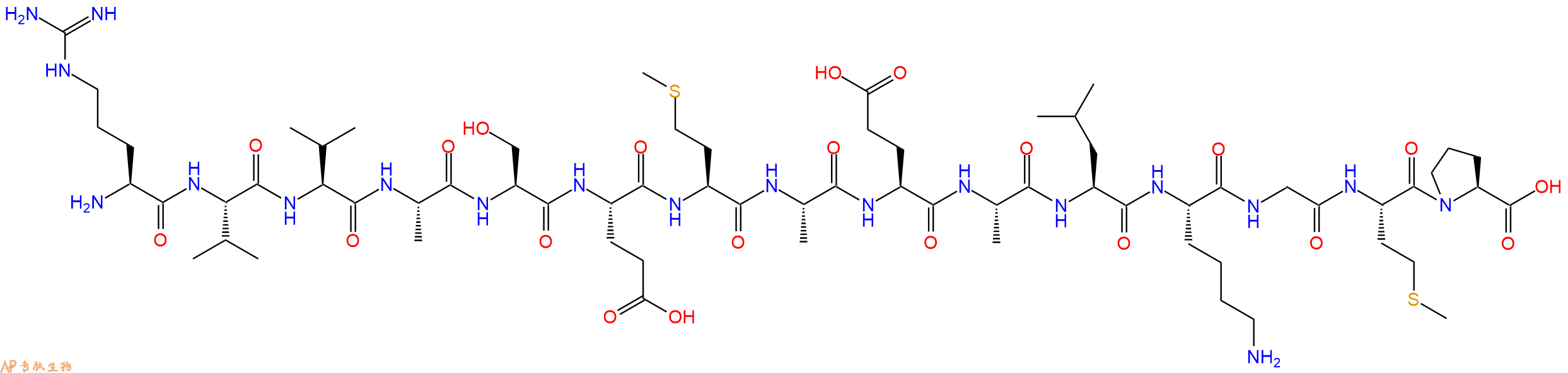 专肽生物产品H2N-Arg-Val-Val-Ala-Ser-Glu-Met-Ala-Glu-Ala-Leu-Lys-Gly-Met-Pro-OH