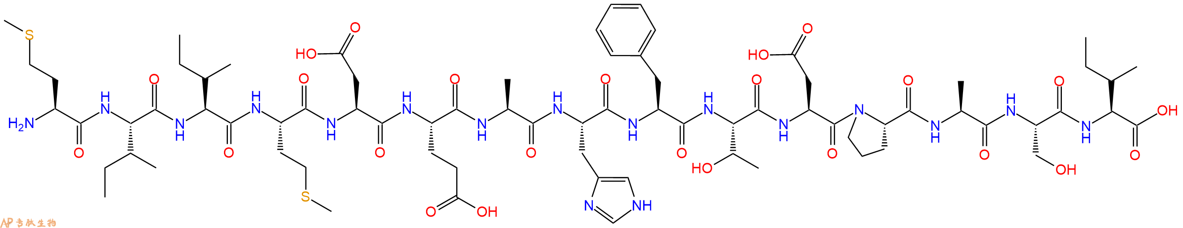 专肽生物产品H2N-Met-Ile-Ile-Met-Asp-Glu-Ala-His-Phe-Thr-Asp-Pro-Ala-Ser-Ile-OH