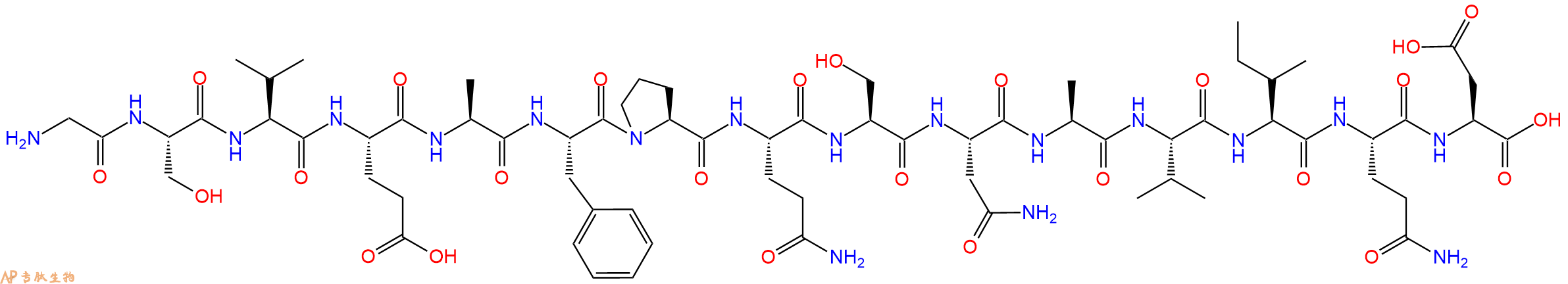 专肽生物产品H2N-Gly-Ser-Val-Glu-Ala-Phe-Pro-Gln-Ser-Asn-Ala-Val-Ile-Gln-Asp-OH