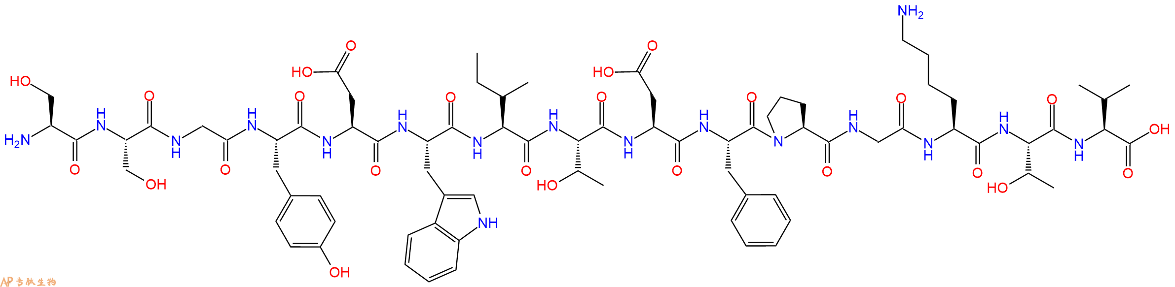 专肽生物产品H2N-Ser-Ser-Gly-Tyr-Asp-Trp-Ile-Thr-Asp-Phe-Pro-Gly-Lys-Thr-Val-OH