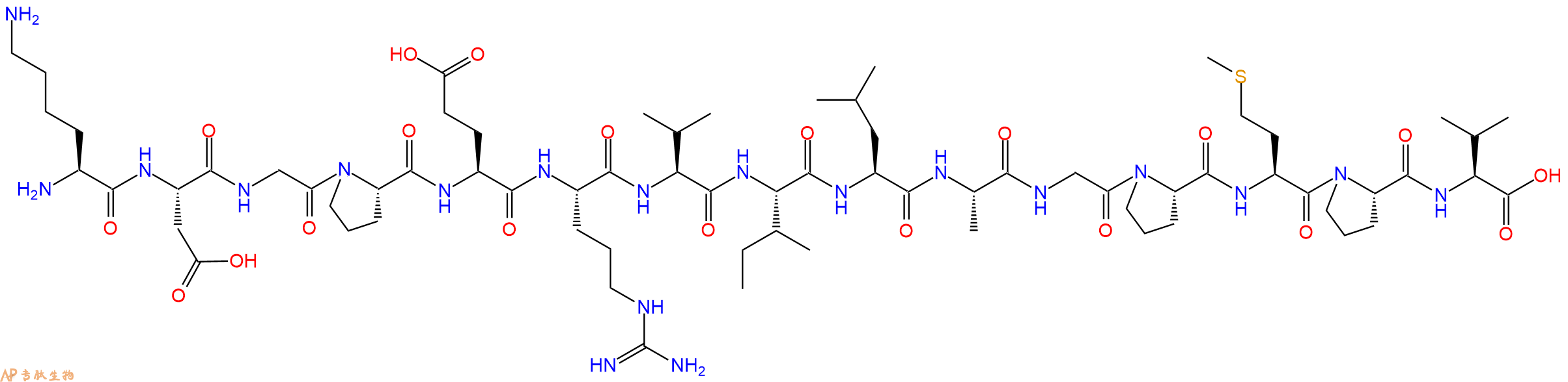 专肽生物产品H2N-Lys-Asp-Gly-Pro-Glu-Arg-Val-Ile-Leu-Ala-Gly-Pro-Met-Pro-Val-OH