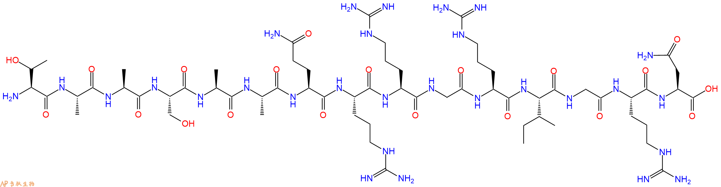 专肽生物产品H2N-Thr-Ala-Ala-Ser-Ala-Ala-Gln-Arg-Arg-Gly-Arg-Ile-Gly-Arg-Asn-OH