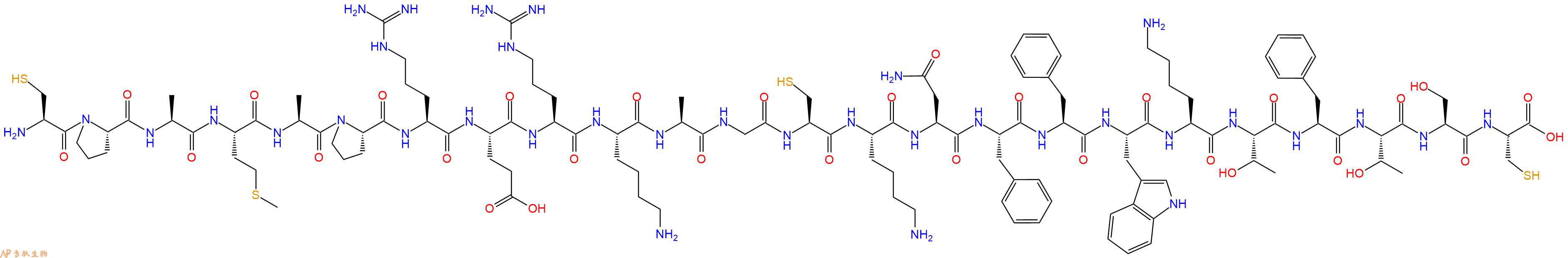 专肽生物产品H2N-Cys-Pro-Ala-Met-Ala-Pro-Arg-Glu-Arg-Lys-Ala-Gly-Cys-Lys-Asn-Phe-Phe-Trp-Lys-Thr-Phe-Thr-Ser-Cys-OH