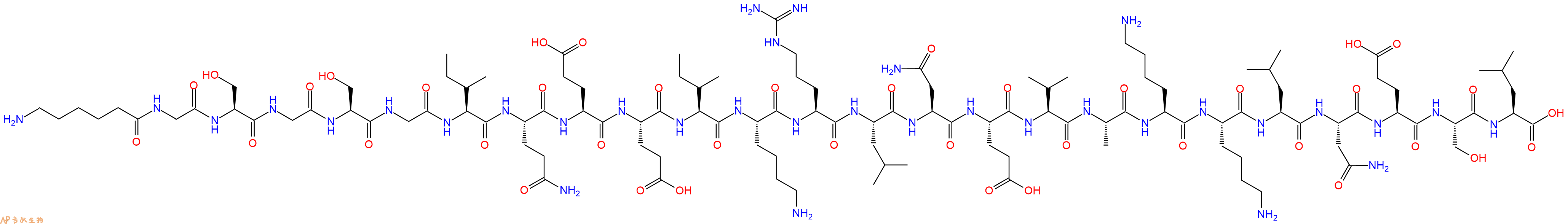 专肽生物产品H2N-Ahx-Gly-Ser-Gly-Ser-Gly-Ile-Gln-Glu-Glu-Ile-Lys-Arg-Leu-Asn-Glu-Val-Ala-Lys-Lys-Leu-Asn-Glu-Ser-Leu-OH