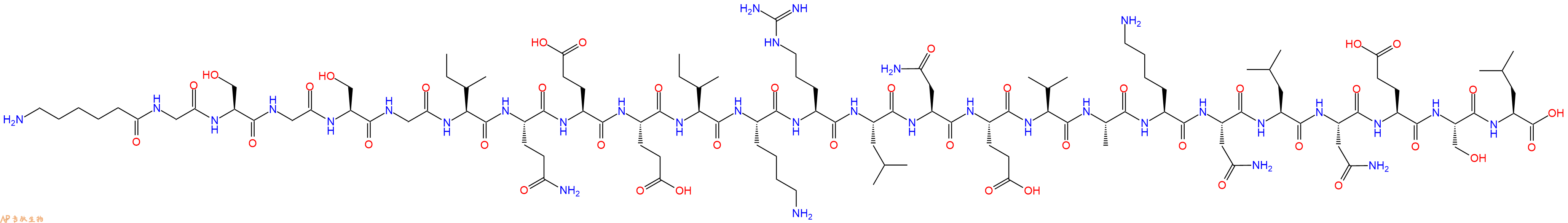 专肽生物产品H2N-Ahx-Gly-Ser-Gly-Ser-Gly-Ile-Gln-Glu-Glu-Ile-Lys-Arg-Leu-Asn-Glu-Val-Ala-Lys-Asn-Leu-Asn-Glu-Ser-Leu-OH