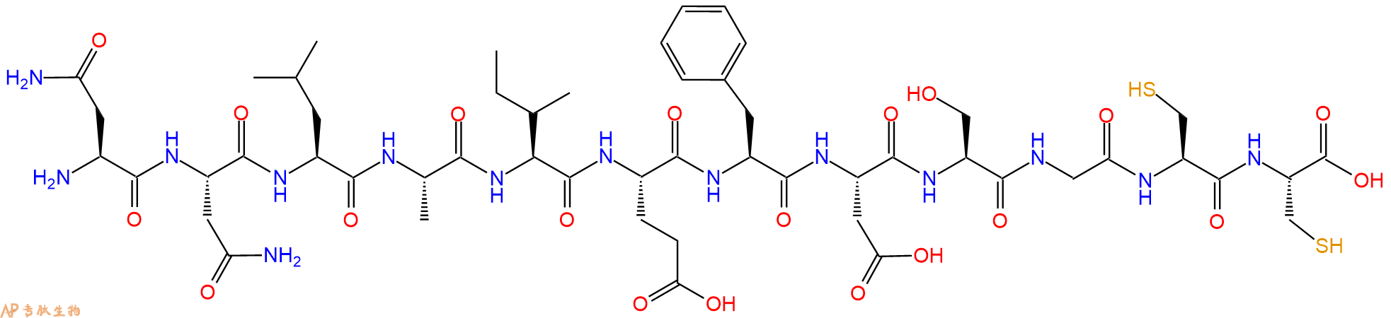 专肽生物产品H2N-Asn-Asn-Leu-Ala-Ile-Glu-Phe-Asp-Ser-Gly-Cys-Cys-OH