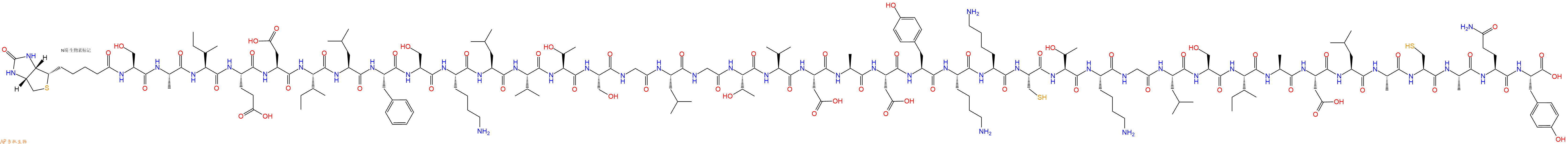 专肽生物产品Biotinyl-Ser-Ala-Ile-Glu-Asp-Ile-Leu-Phe-Ser-Lys-Leu-Val-Thr-Ser-Gly-Leu-Gly-Thr-Val-Asp-Ala-Asp-Tyr-Lys-Lys-Cys-Thr-Lys-Gly-Leu-Ser-Ile-Ala-Asp-Leu-Ala-Cys-Ala-Gln-Tyr-OH