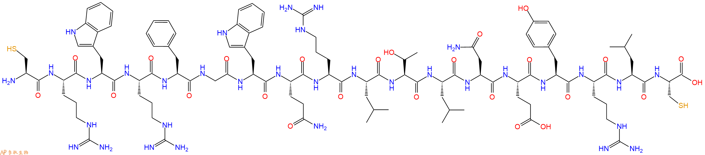 专肽生物产品H2N-Cys-Arg-Trp-Arg-Phe-Gly-Trp-Gln-Arg-Leu-Thr-Leu-Asn-Glu-Tyr-Arg-Leu-Cys-OH