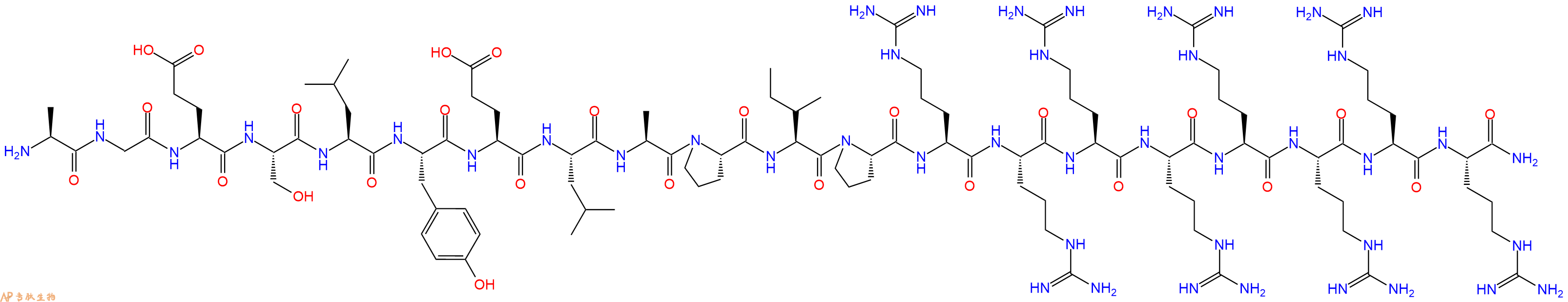 专肽生物产品H2N-Ala-Gly-Glu-Ser-Leu-Tyr-Glu-Leu-Ala-Pro-Ile-Pro-Arg-Arg-Arg-Arg-Arg-Arg-Arg-Arg-CONH2