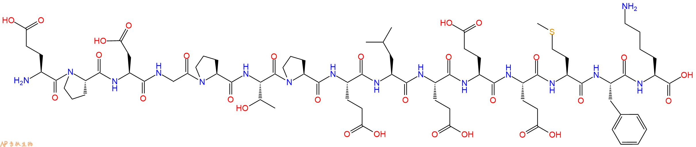 专肽生物产品H2N-Glu-Pro-Asp-Gly-Pro-Thr-Pro-Glu-Leu-Glu-Glu-Glu-Met-Phe-Lys-OH