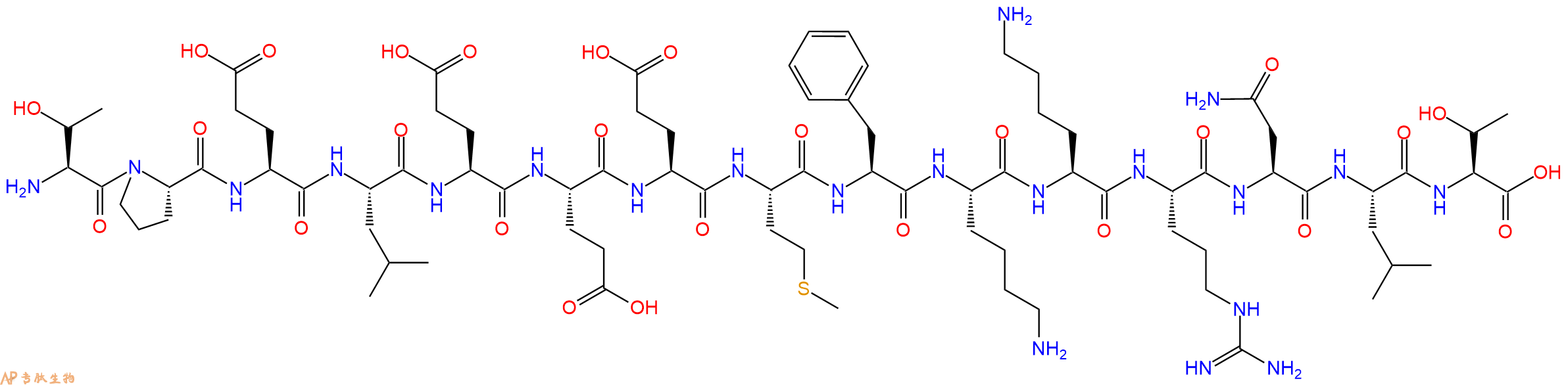 专肽生物产品H2N-Thr-Pro-Glu-Leu-Glu-Glu-Glu-Met-Phe-Lys-Lys-Arg-Asn-Leu-Thr-OH