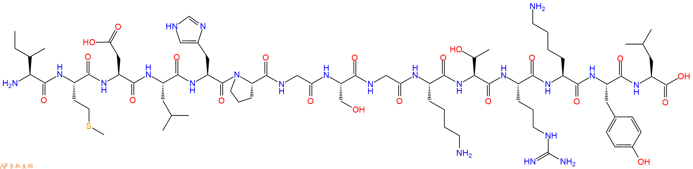 专肽生物产品H2N-Ile-Met-Asp-Leu-His-Pro-Gly-Ser-Gly-Lys-Thr-Arg-Lys-Tyr-Leu-OH