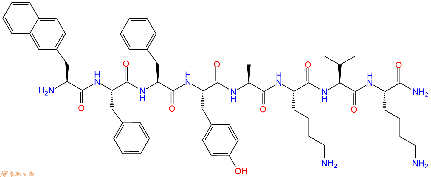 专肽生物产品H2N-2Nal-Phe-Phe-Tyr-Ala-Lys-Val-Lys-CONH2