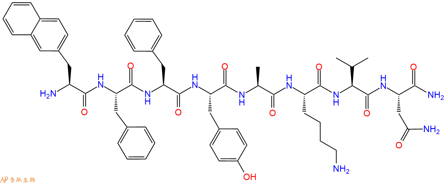 专肽生物产品H2N-2Nal-Phe-Phe-Tyr-Ala-Lys-Val-Asn-CONH2